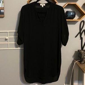 Meraki Black Tunic Length Split Neck